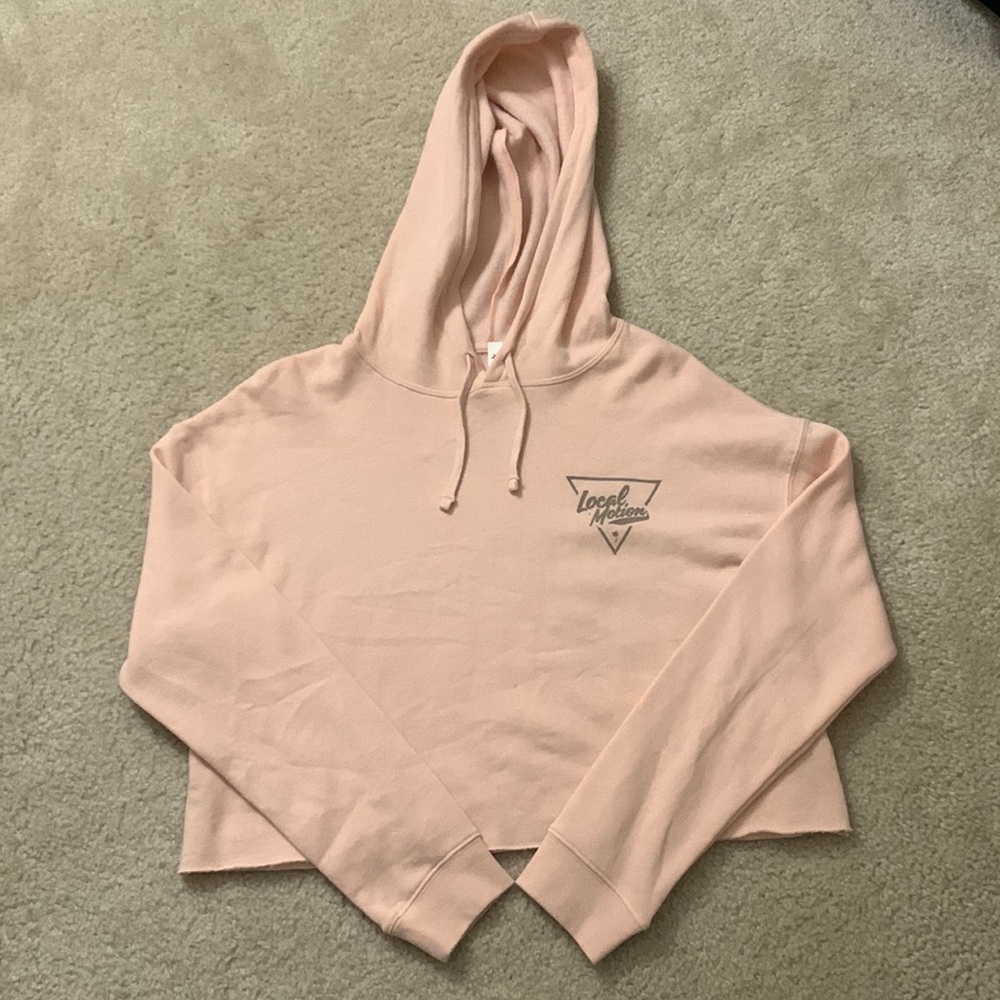Local Motion cropped light pink hoodie